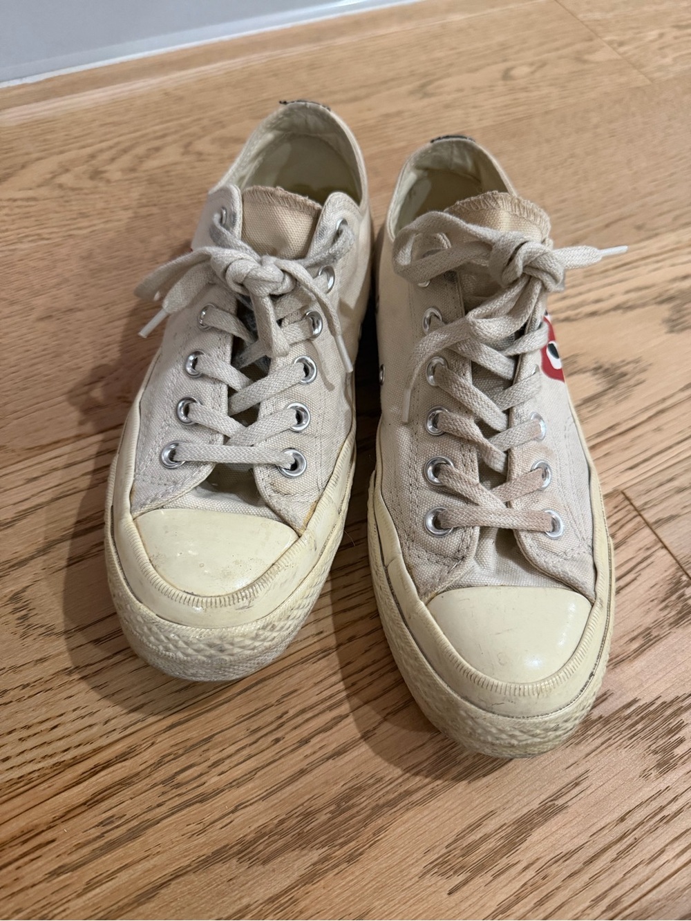 Converse Commes de Garçons Low Top Canvas Sneakers in Cream